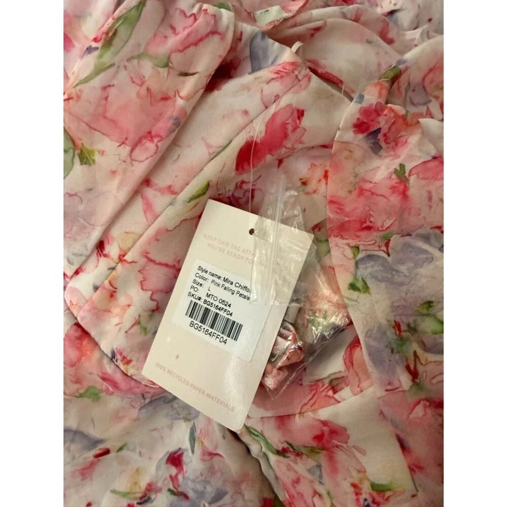 NWT Birdy Grey Mira Dress in Chiffon Pink Falling Petals